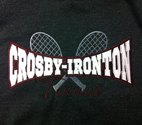 double colored twill with direct embroidered rackets and text