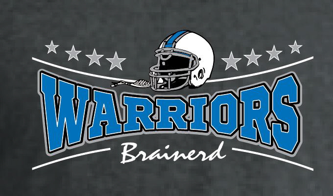 warrior football print brainerd warrior football t shirt